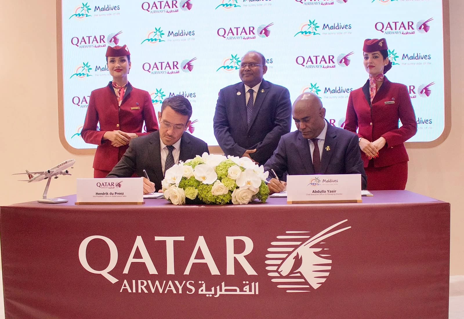 Visit Maldives and Qatar Airways sign their destination marketing agreement at Arabian Travel Market, September 2026.