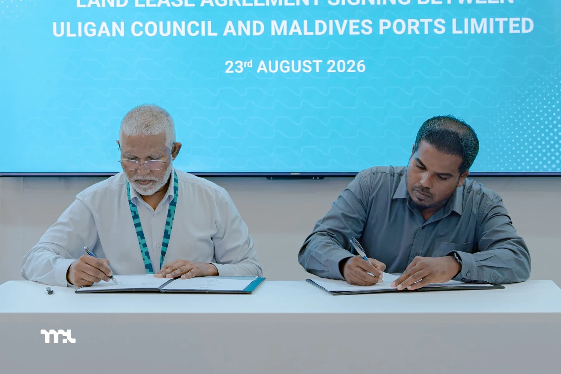 Maldives Ports Limited and Uligan Council sign the marina land-lease agreement on 23 August 2026.