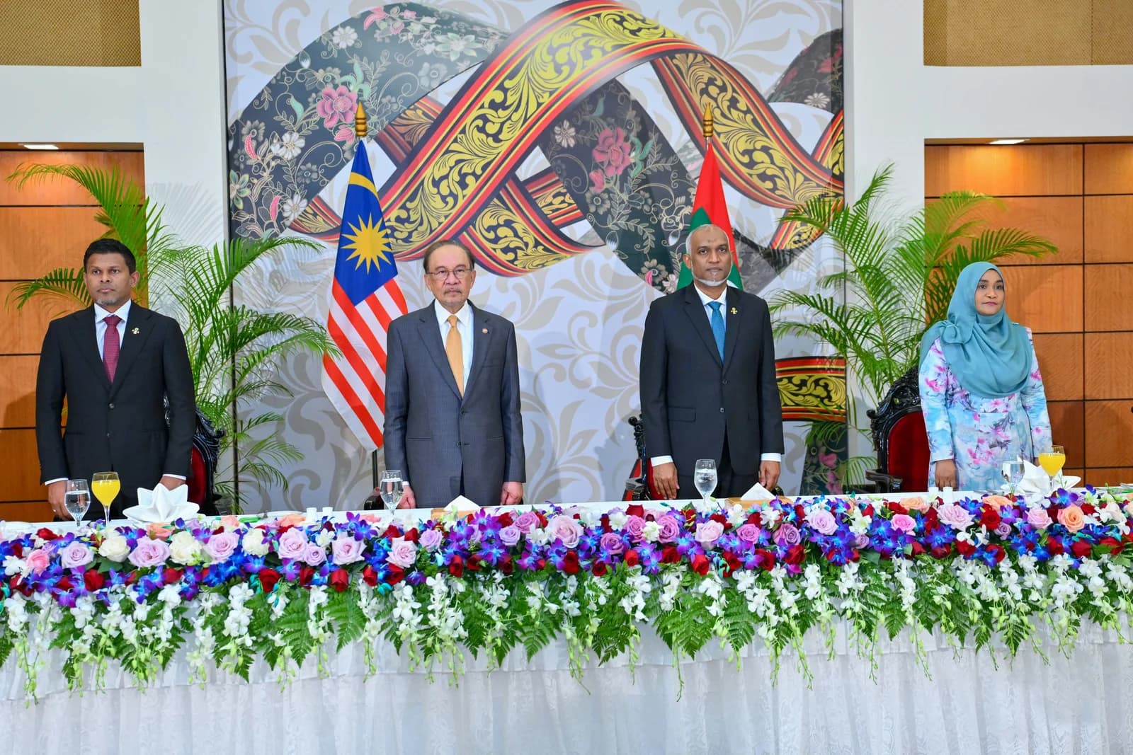 Maldivian and Malaysian leaders at the state luncheon